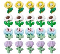 SUNNYCLUE 12 Styles 80Pcs Resin Flower Cabochon Flower Flat Charms 3D Blossom Charm Floral Cabochons Flowers Slime Charms for Embellishments Flatback Scrapbooking Deco Hair Clips DIY Crafts Supply