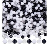 SUNNYCLUE 1200Pcs 3 Colors Black White Bead Acrylic Round Beads Bulk 6mm Plastic Transparent Clear Loose Spacer Mini Hole Bead for Beading Jewellery Making Bracelet Necklaces DIY Crafts Accessories