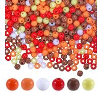 SUNNYCLUE 1200Pcs 6 Colors Thanksgiving Day Beads 6mm Acrylic Round Loose Bead Bulk Assorted Opaque Plastic Bubble Gum Small Spacer Pony Beads with Hole for jewellery Making DIY Necklace Bracelet Craf