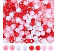 SUNNYCLUE 1200Pcs 6MM Valentine's Day Beads Pink Round Plastic Beads Red White Love Cute Small Smooth Acrlic Loose Beads for jewellery Making DIY Craft Necklace Bracelet Earrings Crafting Beginners