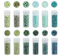 SUNNYCLUE 120G 4mm Green Seed Beads 6/0 Seed Bead Set Cute Glass Plastic Crystal Mixed Transparent Assorted Round Friendship Pony Loose Spacer for Jewellery Making Crafts Bracelets DIY Findings