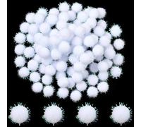 SUNNYCLUE 120Pcs 15mm Tinsel Pompoms White Sparkly Pom Poms Bulk Christmas Glitter Ball Soft Sequin Polyester Crafting Round Cute Fluffy Small Pompoms for Crafts DIY Making Creative Hat Supplies Women