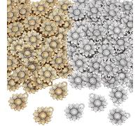 SUNNYCLUE 120Pcs 2 Colors Silver Sunflower Charms Bulk Flower Shaped Charms Tibetan Antique Gold Metal Alloy Spring Summer Daisy Pendants for Jewellery Making Earring Necklaces Bracelet Key Chain