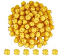 SUNNYCLUE 120Pcs Glitter Pom Pom Gold Pompom Balls Bulk 15mm Fibre Sparkle Soft Fluffy Decor Round Fuzzy Tinsel Ball Glitters Pompoms for DIY Art Crafting Cat Christmas Party Decorations Accessories