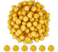 SUNNYCLUE 120Pcs Gold Glitter Pom Pom Sparkle Balls Crafts Bulk 20mm Fibre Soft Fluffy Decor Round Fuzzy Tinsel Ball Glitters Pompoms for DIY Art Crafting Cat Christmas Party Decorations Accessories