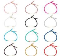 SUNNYCLUE 12Pcs 12 Colors Braided Cord Bracelet Adjustable Nylon Bracelets Bulk Colorful Metal Brass Golden Knots Thread Rope Beaded Chain for Jewellery Making Friendship Bracelet DIY Crafts Findings