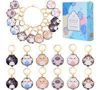 SUNNYCLUE 12Pcs 6 Styles Cute Knitting Markers Cat Stitch Marker Enamel Alloy Planner Charms Metal Knit Locking Crochet Markers for Knitting Crocheting Weaving Sewing Quilting Jewelry Making Supplies