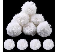 SUNNYCLUE 12Pcs 70mm Christmas White Pompom Balls Fluffy Pom Pom Balls Soft Wool Fuzzy Craft Decorations Yarn Arts Hanging Large Pompoms Findings for DIY Holiday Costume Supplies Party Decor Crafts