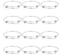 SUNNYCLUE 12Pcs Expandable Wire Bangle Wire Bangles Bracelet Stainless Steel Adjustable Silver Blank Metal Stackable Bracelets Cuff Bulk for jewellery Making DIY Craft Supplies Women Adult 2.2 Inches