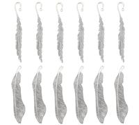 SUNNYCLUE 12Pcs Hook Bookmarks Feather Bookmarks with Hanging Loops Vintage Style Antique Silver Alloy Bookmarks Metal Book Mark Blanks for Beading Bookmarks DIY Crafts Teacher Student Handmade Gift