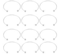 SUNNYCLUE 12Pcs Silver Bangle Making Ball Bangle Cuff Bulk Metal Brass Plated Simple Closure Adjustable Wire Expandable Ball Charm Beads Bangles Cuffs for Crafting DIY jewellery Bracelet Making Beginn