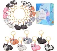 SUNNYCLUE 14Pcs 7 Styles Cat Stitch Marker Metal Knitting Stitch Markers Cute Planner Charms Enamel Alloy Knit Crochet Markers for Knitting Crocheting Quilting Weaving Sewing Jewelry Making Supplies
