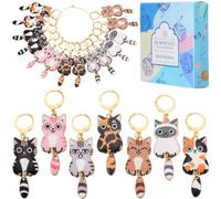 SUNNYCLUE 14Pcs 7 Styles Knit Stitch Marker Charm Cat Crochet Markers Cute Enamel Alloy Small Locking Stitch Marker Planner Charms for Knitting Crocheting Quilting Weaving Jewelry Making Supplies
