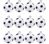 SUNNYCLUE 14Pcs Soccer Ball Charms Plastic Sports Charms Bulk 3D Black White Small Round Acrylic Football Dangle Sport Pendants for Jewellery Making Keychain DIY Crafts Necklace Bracelet Bags Adults