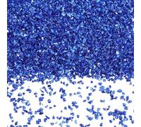 SUNNYCLUE 150G Blue Crushed Glass Bulk Broken Glass Irregular Clear Small Crystal No Hole Metallic Glitter Mirror Chunky Sequins Pieces for Jewellery Making Women Adults Nail Arts Crafts Vases Filling