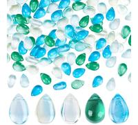 SUNNYCLUE 150PCS 5 Colors 10mm Glass Tear Drop Beads Water Drop Beads Teardrop Waterdrop Sparkling Crystal Glass Transparent Loose Charms Bulk for Jewellery Making DIY Beading Bracelet