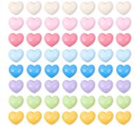 SUNNYCLUE 150Pcs Heart Resin Charms Flatback Resin Cabochons Multicolor Pink Yellow Blue Love Hearts Flat Back Charm Cabochon Embellishments for Hair Clip Phone Case Valentines Scrapbooking Crafts