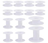 SUNNYCLUE 15Pcs 2 Styles Plastic Thread Spool Large Floss Bobbins White 5.5cm in Diameter Flat Round Lace String Cords Wire Thread Organizer Spools for Sewing Embroidery Weaving Crafts Accessories