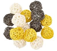 SUNNYCLUE 15Pcs 3 Colors Wicker Rattan Balls Decorative Rattan Balls 2 Inch Black White Yellow Orbs Vase Bowls Fillers Wicker Hanging Ornaments for Home Ornament Garden Wedding Party Decoration