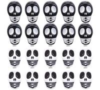 SUNNYCLUE 160Pcs Halloween Skull Bead Skeleton Beads Bulk 13mm White Black Acrylic Holiday Skulls Shaped Skeletons Heads Mini Spacer Charm Beads for Bracelet Jewellery Making Necklace DIY Craft Supply