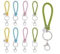 SUNNYCLUE 16pcs 4 Colors Lanyard Braid Keychain Leather Keyring Strap Imitation Pu Leather Wristlet Woven Braided Pink Green Blue Keychains With Lobster Clasp For Women Men Keyrings Name DIY Purse