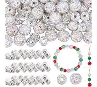 SUNNYCLUE 180Pcs 10mm Rhinestone Clay Beads 8mm Rondelle Spacer Bead Bulk Small Crystal AB Polymer Clay Pave Disco Ball Round Chunky Bubblegum Spacer Beads for Pens Necklace Bracelet Jewellery Making