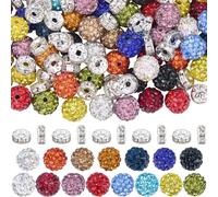 SUNNYCLUE 180Pcs 10mm Round Rhinestone Beads Disco Ball Bead Bulk Polymer Clay Bubblegum Small Crystal Spacer Pen Bead Charms for Beaded Pens Keychain Bracelet Necklaces Jewellery Making DIY Crafts