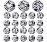 SUNNYCLUE 1BOX 200PCS 6mm Silver Spacer Beads Flower Beads Small Metal Sunflower Carve Alloy Vintage Tibetan Antique Charms Loose Spacers Bead Bulk for Jewellery Making Beading Kit Bracelets Craft
