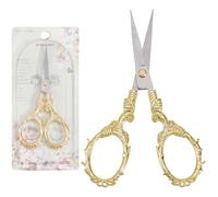 SUNNYCLUE 1Pc Gold Sewing Scissors Vintage Embroidery Scissors Vine Antique Small Alloy Stainless Steel Plant Detail European Necklace Blade Shears for Cutting Fabric Needlework Tools Craft Women