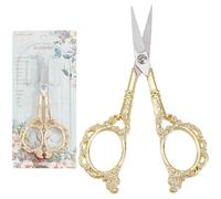 SUNNYCLUE 1Pc Vintage Gold Sewing Scissors Flower Embroidery Scissors Stainless Steel Flowers Detail Sew Floral Antique European Necklace Blade Shears for Cutting Fabric Needlework Tools Supplies