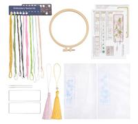 SUNNYCLUE 2 Sets Embroidery Bookmark Kit Bookmark Making Kits Pink Orange Flower Spring Transparent Organza Embroidery Book Marks with Paper Instruction for Beginners Starter Adults DIY Gifts Holiday