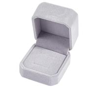 SUNNYCLUE 2 Slot Ring Box Wedding Ring Boxes Light Grey Luxury Comfort Soft Velvet Interior Couple Double Band Rings Jewellery Gift Storage Display Box for Women Adults Proposals Engagement Travelling