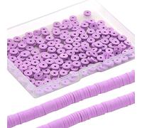 SUNNYCLUE 2 Strands 700Pcs+ Purple Clay Bead Clay Heishi Beads 6mm Heishi Bead Bulk Flat Beads Flat Disc Beads Heishi Vinyl Beads Spacer Loose Beads for Jewellery Making DIY Bracelets Necklace Gifts