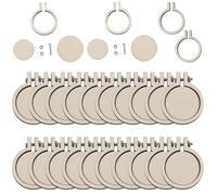 SUNNYCLUE 20 Sets 1.4 Inch Mini Embroidery Hoops Cross Stitch Hoop Ring Bulk Adjustable Circle Small Tiny Round Wooden Embroidery Rings for Art Crafts Handy Sewing Chritsmas Ornaments Home Decor