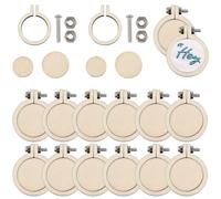 SUNNYCLUE 20 Sets 1 Inch Mini Embroidery Hoops Cross Stitch Hoops Adjustable Circle Small Mini Cross Stitch Rings Wood Embroidery Ring for Art Crafts Handy Sewing Chritsmas Ornaments Home Decor