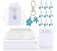 SUNNYCLUE 20 Sets Ocean Keyring Set Turtle Keychain Party Favor Summer Hawaii Inspirational Lucky Starfish Sea Turtles Keychains 20Pcs Paper Card 20Pcs Gift Bags for Wedding Birthday Party Souvenirs