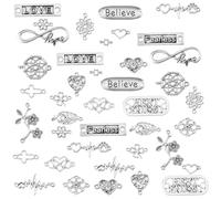 SUNNYCLUE 20 Styles 60Pcs Word Connector Charms Heart Link Charm Bulk Antique Silver Infinity Heart Symbol Linking Inspire Words Connectors for Jewellery Making DIY Necklace Earring Bracelet Supplies