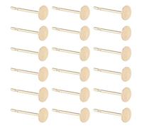 SUNNYCLUE 200pcs 24K Gold Plated Stainless Steel Flat Stud Earrings Accessories Round Blank Earrings Small Tray 4mm for Jewelry Making