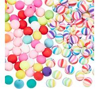 SUNNYCLUE 200Pcs 6mm Round Polymer Clay Beads Striped Bead Colorful Rainbow Stripes Printed Charms Bubblegum Gumball Loose Spacers For Jewellery Making Bracelets Earrings Necklace Keychains DIY Craft