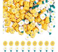 SUNNYCLUE 200Pcs Polymer Clay Flower Beads Heishi Spacer Beads 9mm Sunflower Daisy Charms Small Flowers Flatback Loose Spacers for Bracelets Earrings Necklaces Jewellery Making DIY Crafts Accessories