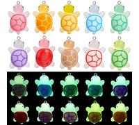 SUNNYCLUE 20Pcs 10 Colors Glow in The Dark Turtles Miniature Turtle Figurines Resin Luminous Summer Sea Ocean Animals Tortoise Charm for Jewellery Making Charms Garden Decor Micro Landscape DIY Crafts
