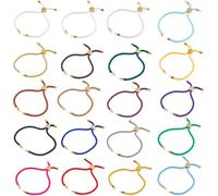 SUNNYCLUE 20Pcs 20 Colors Braided Cord Bracelet Nylon Adjustable Bracelets 2.5mm Colorful Metal Golden Brass Ends Alloy Tree of Life Thread Rope Chain for Friendship Jewellery Making DIY Crafts