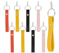 SUNNYCLUE 20Pcs 4 Colors Faux Leather Keychains Blank Key Chain Bulk PU Black Brown Business Style Rectangular Engraving Keychains Holder with Silver Alloy Rings for Keys Stamping DIY Craft Supplies