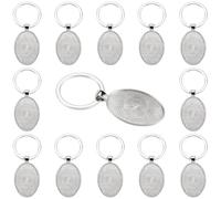 SUNNYCLUE 20Pcs Cabochon Keychain Blanks Keychain Pendant Tray 35x25mm Platinum Metal Alloy Oval Photo Frames Pendants Bezel Blank Charms Setting with Split Key Ring for DIY Crafts Jewellery Making