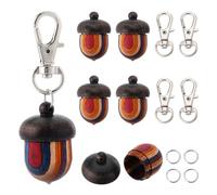 SUNNYCLUE 20Pcs DIY 5 Sets Acorn Pendant Wooden Keychain Making Kit Natural Wood Acorn Nut Box Screw Cap Openable Pendants Lobster Clasps Split Jump Rings for Key Chains Holding Hairs Ashes Tooth