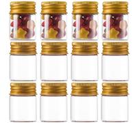 SUNNYCLUE 20Pcs Glass Clear Test Tubes 15ml Sample Vials Tiny Glass Bead Bottles with Gold Aluminium Screw Cap Mini Glass Bottles Glass Jars for Essential Oil Liquid Powder Message jewellery DIY Craft