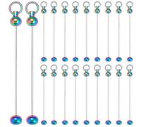 SUNNYCLUE 20Pcs Keychain Bars Bulk Keychain Bead Blanks Beadable Keychain Beads Beaded Keychains Bead Keychain Bar Beadable Keychain Bars for Jewellery Making Charms DIY Beading Key Chains Supplies
