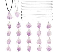 SUNNYCLUE 20Pcs Natural Amethyst Stone Necklace Irregular Rock Pendants Healing Crystal Gemstone Charms with 2 Styles 20Pcs Waxed Cotton Cord Necklace,Stainless Steel Necklaces for Necklace Making