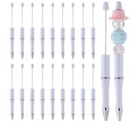 SUNNYCLUE 20Pcs White Bead Pens Bulk Plastic Beadable Pen Creative Retractable Shaft Ballpoint Ink Beaded Pens for DIY Pen Beads Decorations School Office Graduation Supplies Writing Crafts Gifts