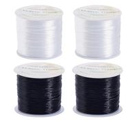 SUNNYCLUE 240m 4 Colors 0.8mm Elastic Bead Cord Stretch Beading String Seed Bead Thread Black White Spandex Crystal Bracelet Cords for Jewelry Making Beading Supplies DIY Bracelets Necklace Crafts